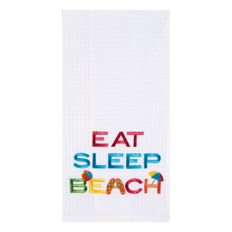 A photo of the "Eat Sleep Beach" Kitchen Towel product