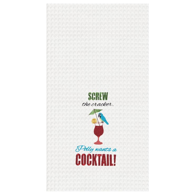 A photo of the Polly Want a Cocktail Kitchen Towel product
