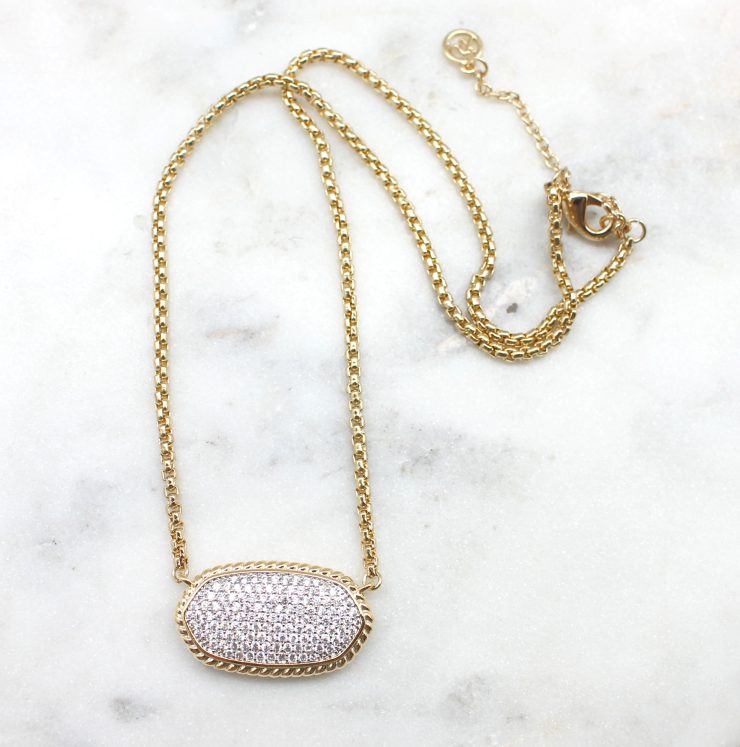 A photo of the Horizontal Oval Pave Necklace product