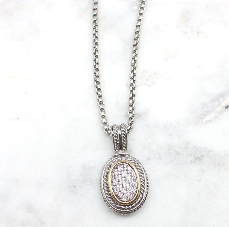 A photo of the Oval Drop Two Tone Necklace product