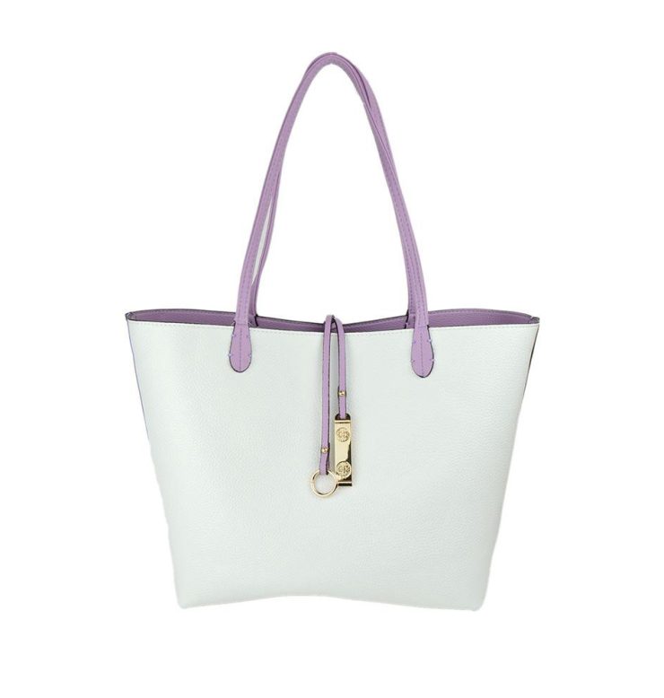 A photo of the Light Purple & White Reversible Tote product