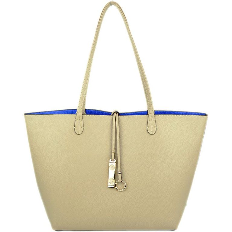 Beige & Royal Blue Reversible Tote - Best of Everything | Online Shopping