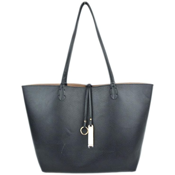 A photo of the Black & Khaki Reversible Tote product