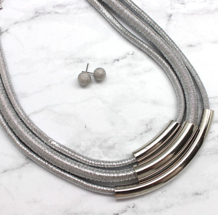 A photo of the Mesh Layered Silver Necklace product