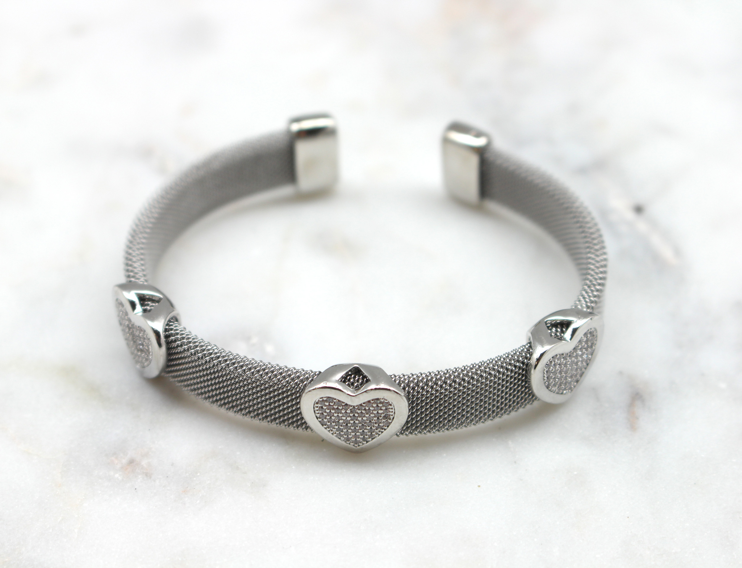 Rhinestone Hearts Cuff Bracelet Best of Everything Online Shopping