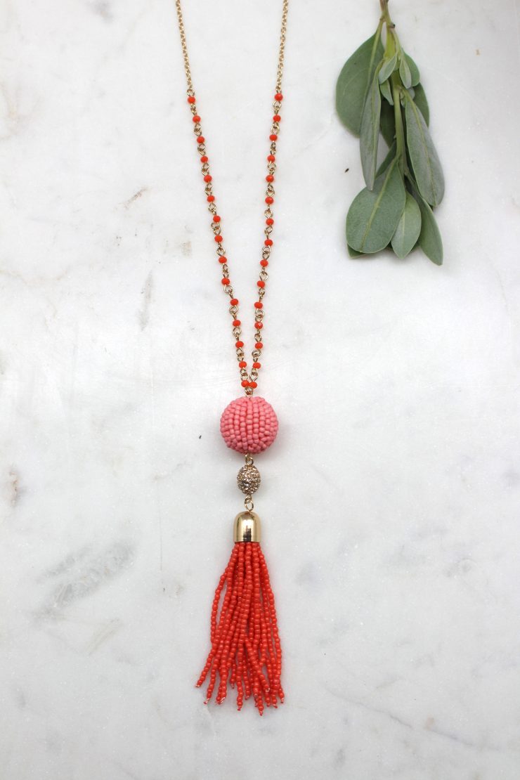 A photo of the Summer Vibes Tassel Necklace product