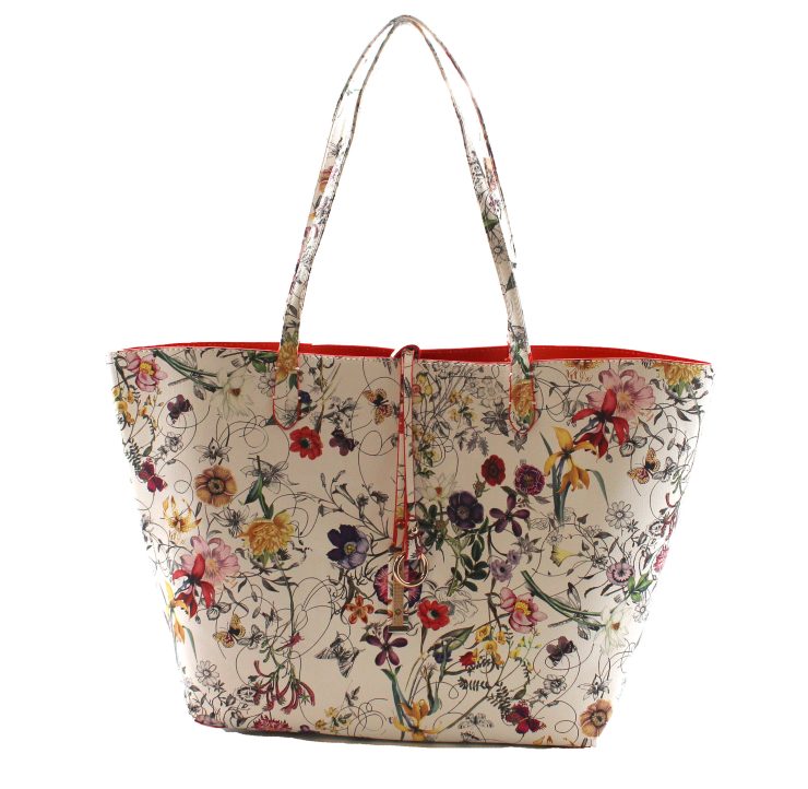 A photo of the Tropical Garden & Orange Reversible Tote product