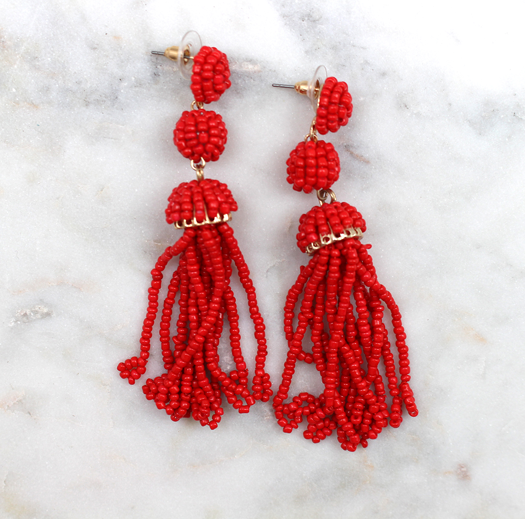 red dance earrings