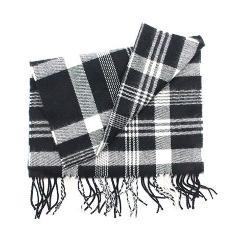 A photo of the Black & White Plaid Cahsmerer Feel Scarf product