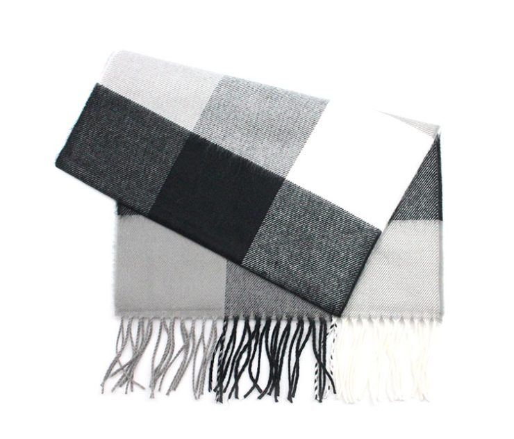 A photo of the Black & White Cashmere Feel Scarf product