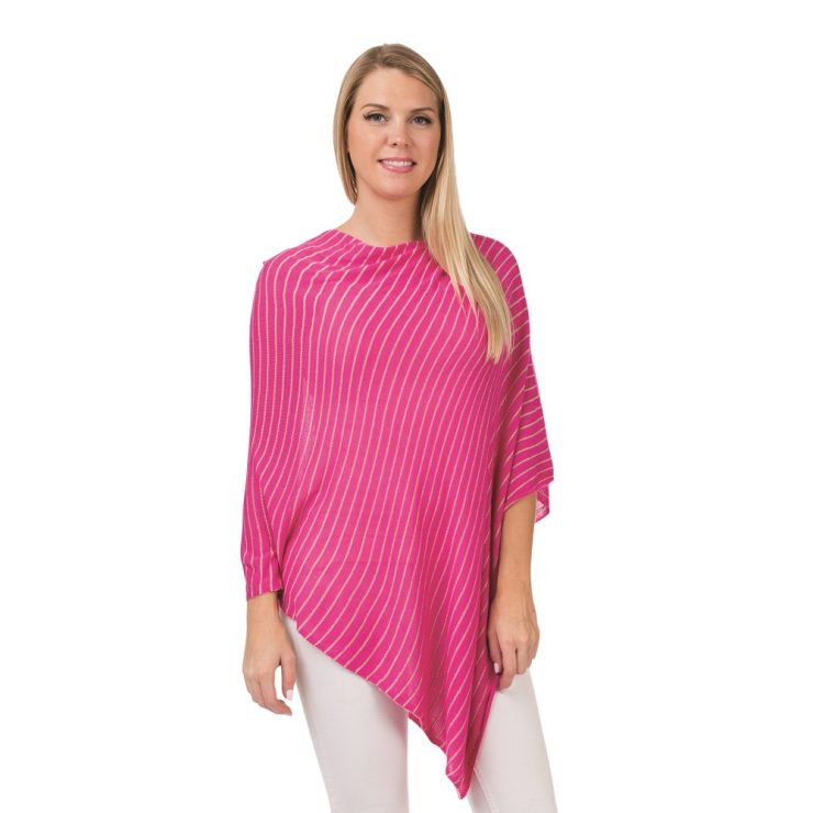 A photo of the Gold And Cream Striped Poncho product