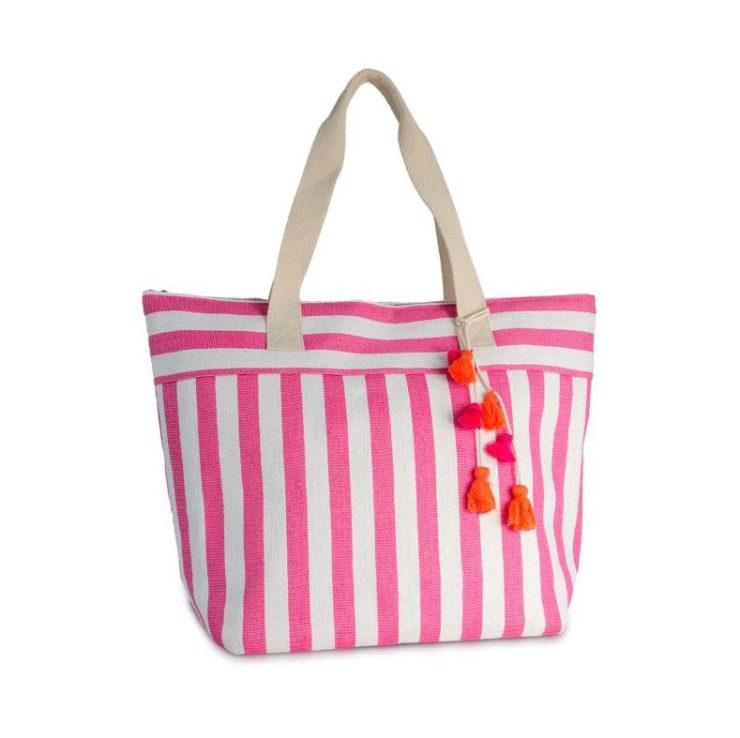 A photo of the Pink Stripes Insulated Tote product