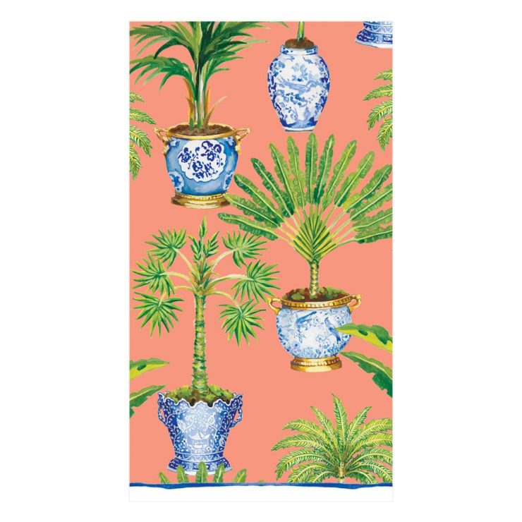 A photo of the Coral Potted Palms Paper Napkins product