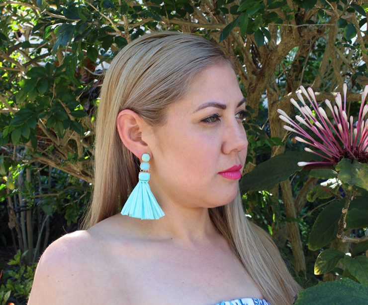 A photo of the Layered Raffia Earrings product