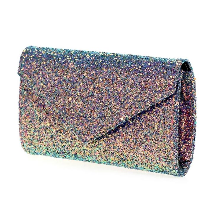 A photo of the Iridescent Space Glitter Clutch product
