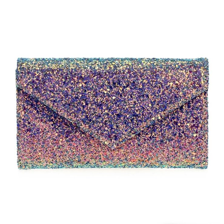 A photo of the Iridescent Space Glitter Clutch product