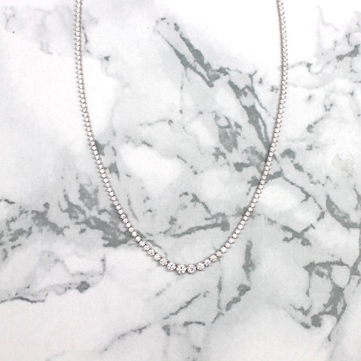 A photo of the Graduated Sterling Silver CZ Necklace product