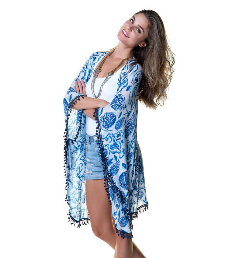 A photo of the Blue Nina Kimono product
