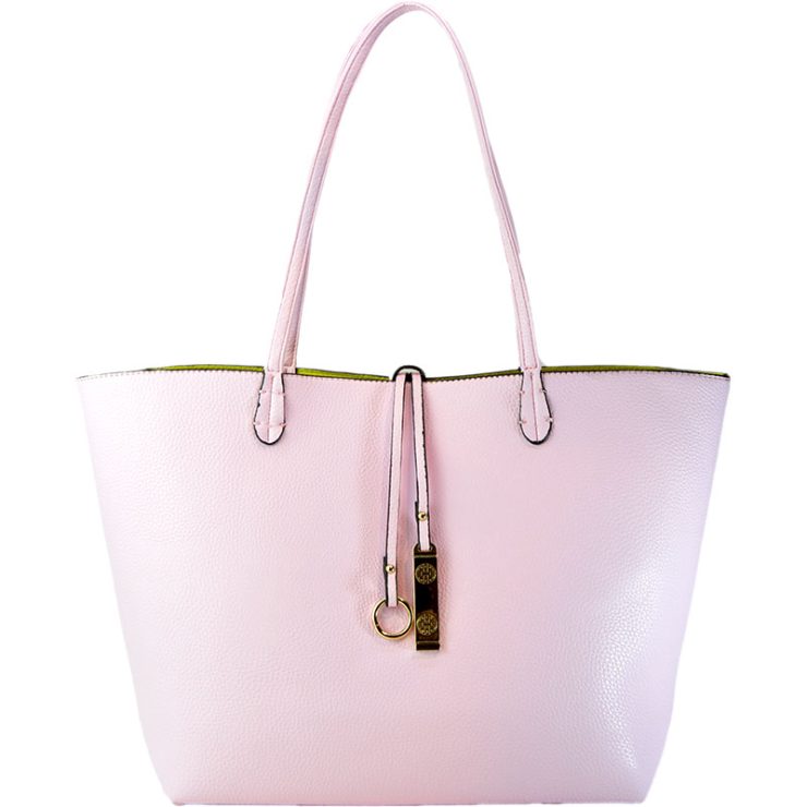 A photo of the Baby Pink & Yellow Reversible Tote product