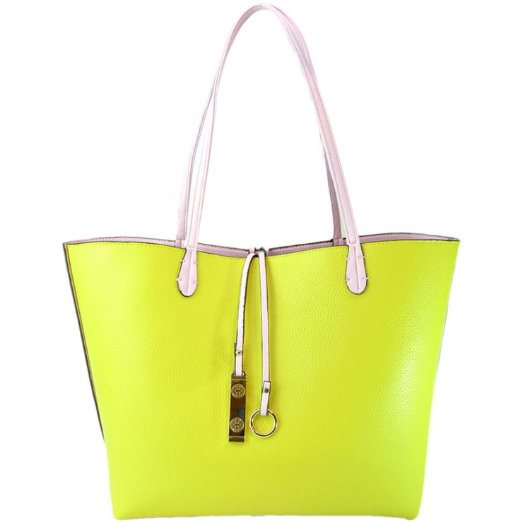 A photo of the Baby Pink & Yellow Reversible Tote product