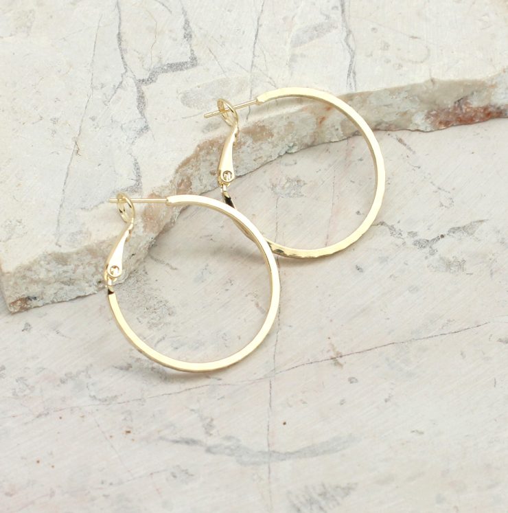 A photo of the Charming Chiseled Hoop Earrings product