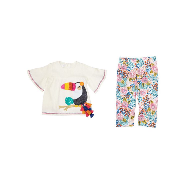 A photo of the Sequin Toucan Tunic & Floral Capri Set product