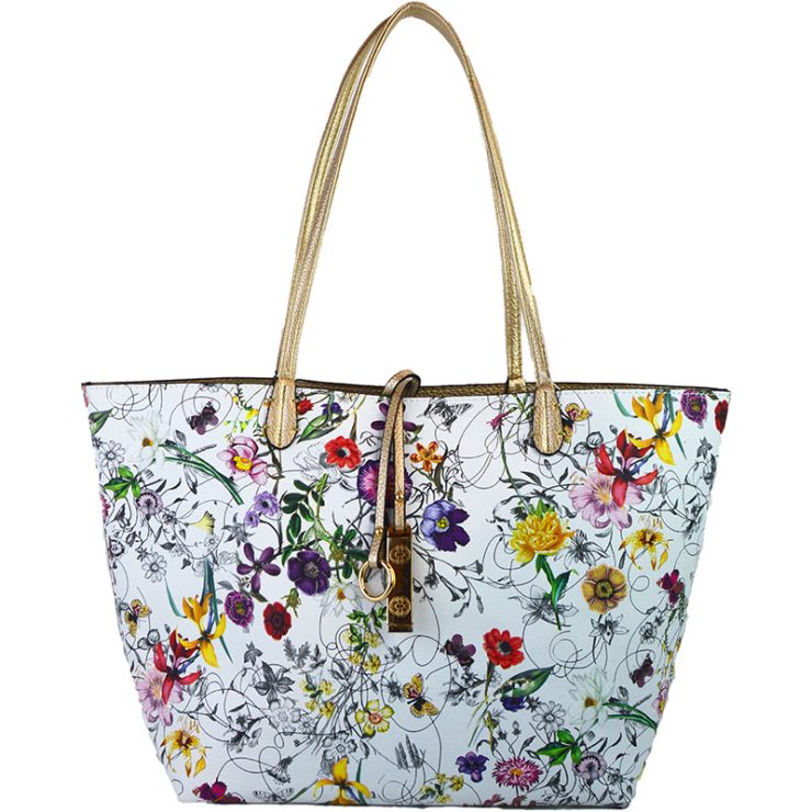 A photo of the Tropical Garden & Rose Gold Reversible Tote product