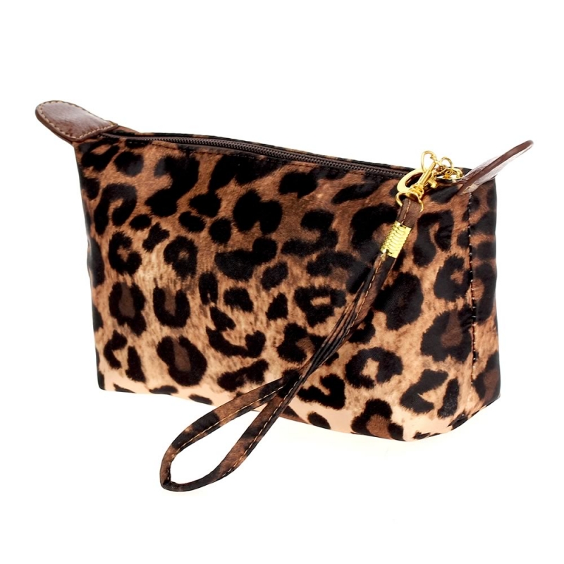 Leopard Print Nylon Makeup Bag