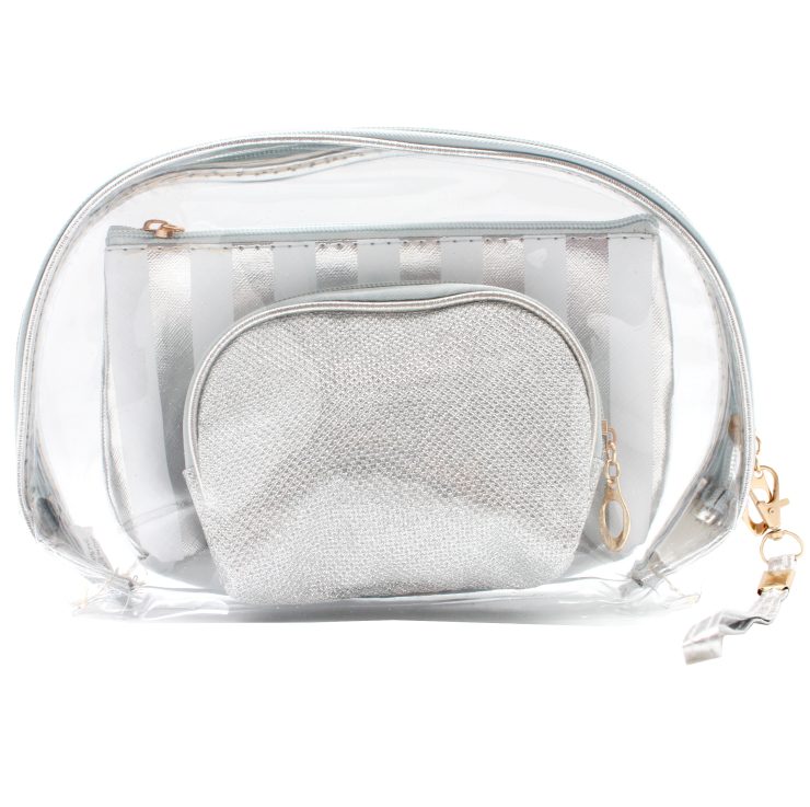A photo of the Get Up And Go Silver Cosmetic Tote product
