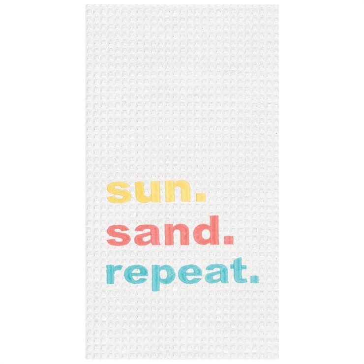 A photo of the "Sun. Sand. Repeat." Kitchen Towel product