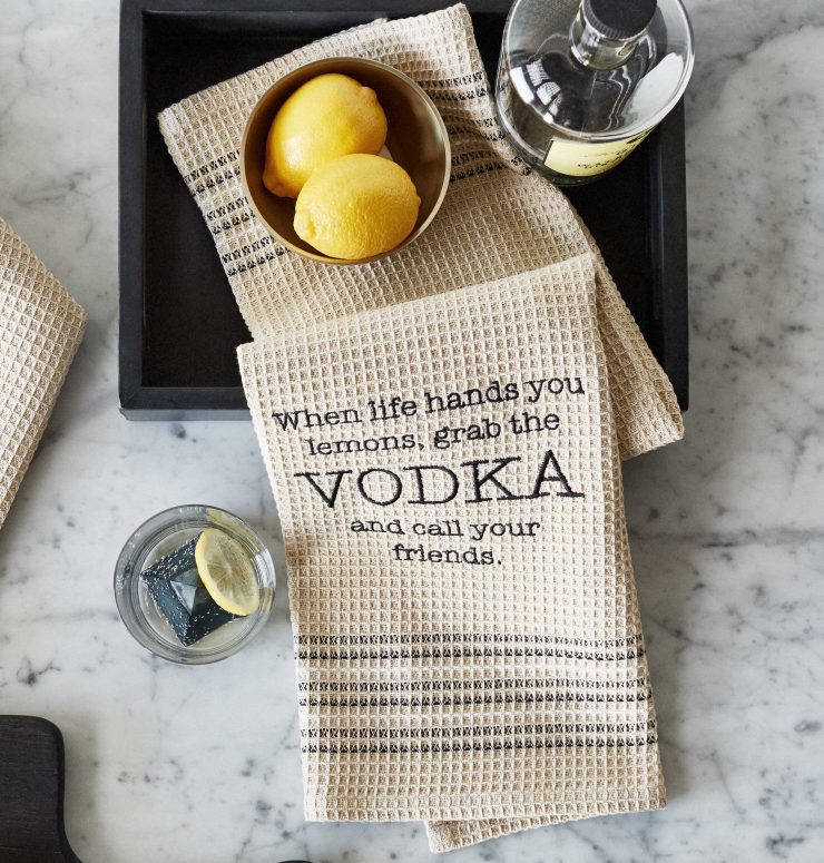 A photo of the Grab The Vodka Kitchen Towel product