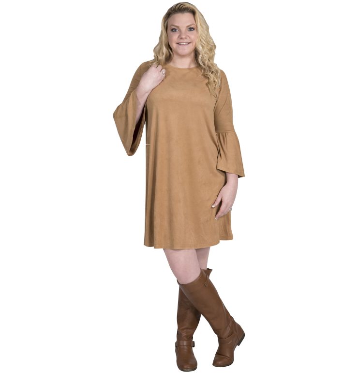 A photo of the The Charlotte Dress In Camel product