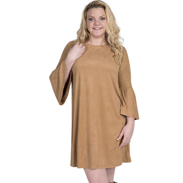 A photo of the The Charlotte Dress In Camel product