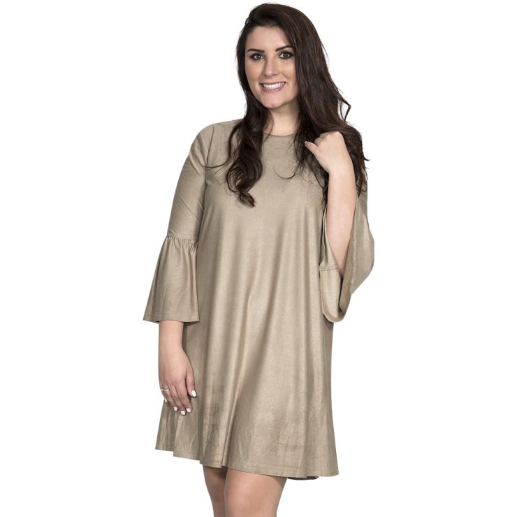 A photo of the The Charlotte Dress In Taupe product