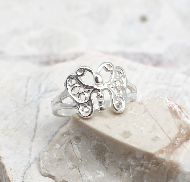 Butterfly Toe Ring Butterfly Toe Ring Sterling Silver Butterfly Toe Ring Silver Butterfly Cut Out Ring Silver Butterfly Toe Ring