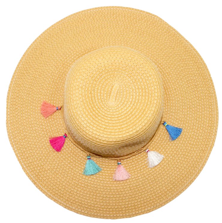 A photo of the Colorful Tassel Sun Hat product