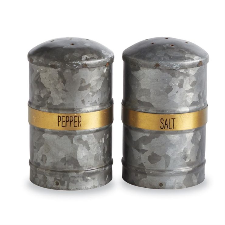 A photo of the Tin Salt & Pepper Shakers product