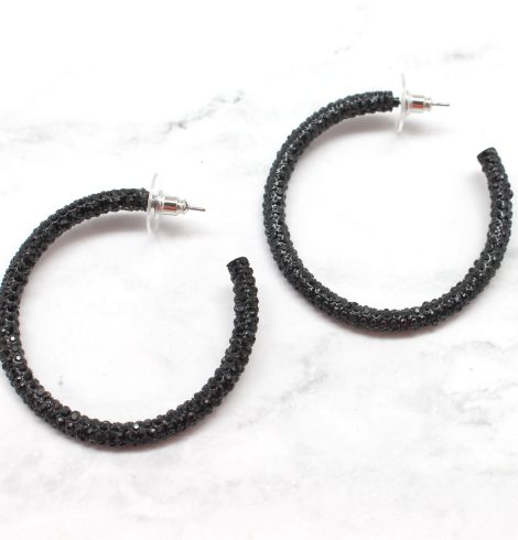 A photo of the Ready Rhinestone Hoop Earrings product