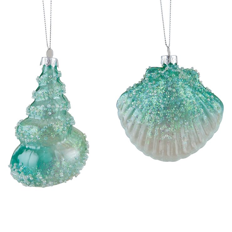 A photo of the Seafoam Glitter Seashell Ornament product