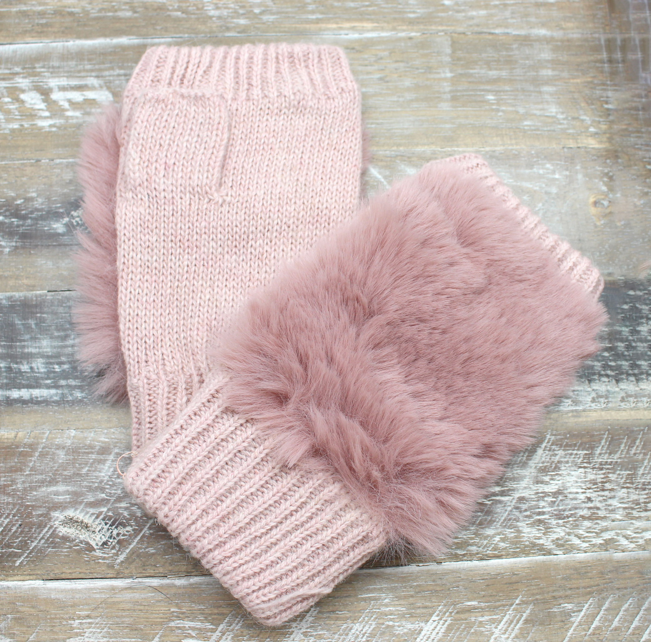 pink fur gloves