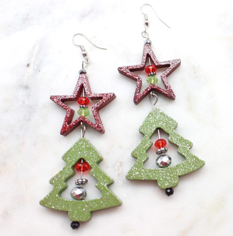 A photo of the Glittery Christmas Night Earrings product