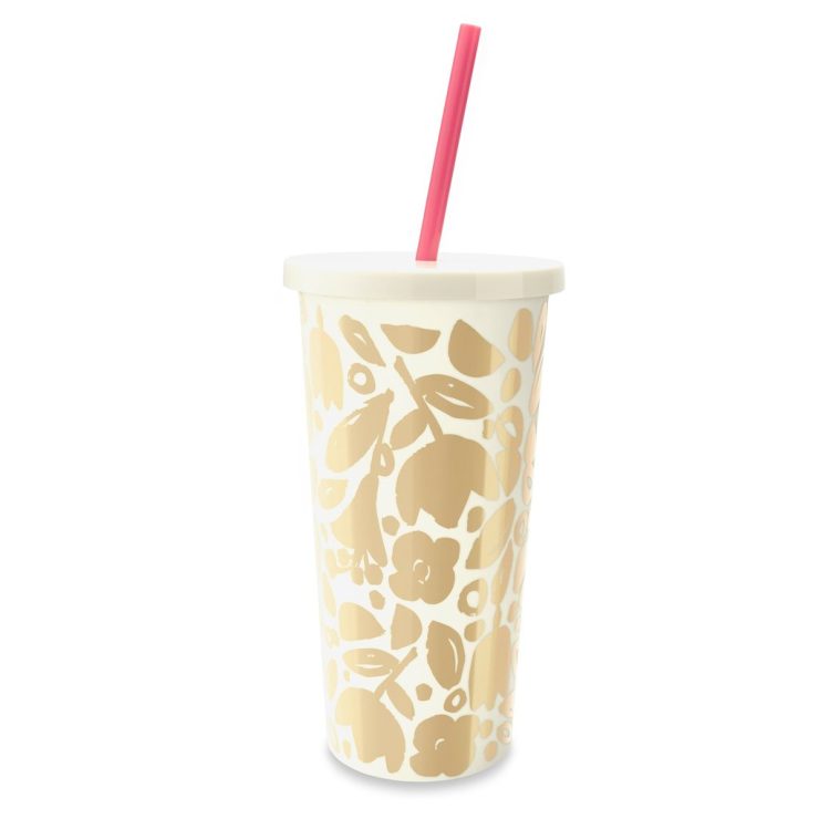 A photo of the Gold Floral Insulated Tumbler product