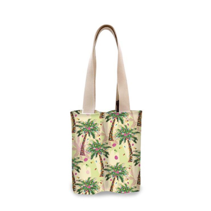 A photo of the Christmas Palm Trees Wine Tote product