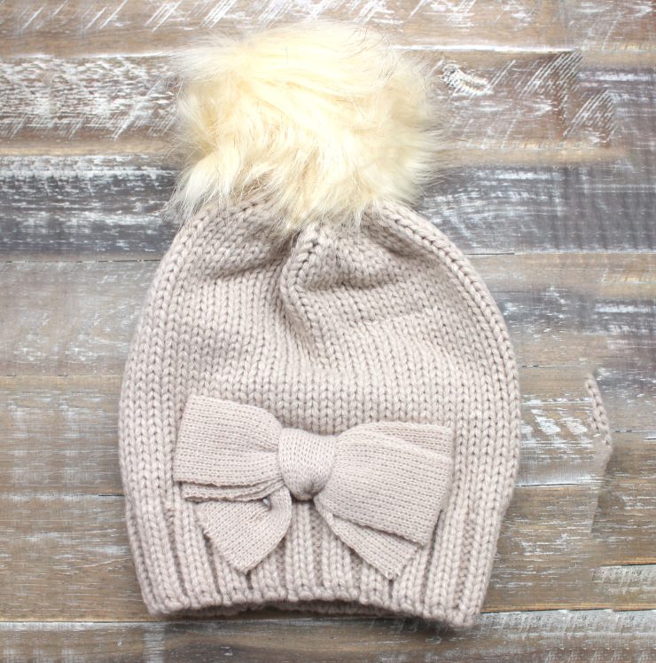 A photo of the Pretty Bow Kids Beanie product
