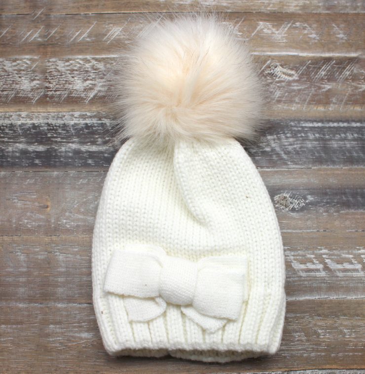 A photo of the Pretty Bow Kids Beanie product