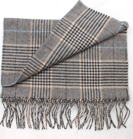 A photo of the Black, Beige & Blue Plaid Cashmere Feel Scarf product