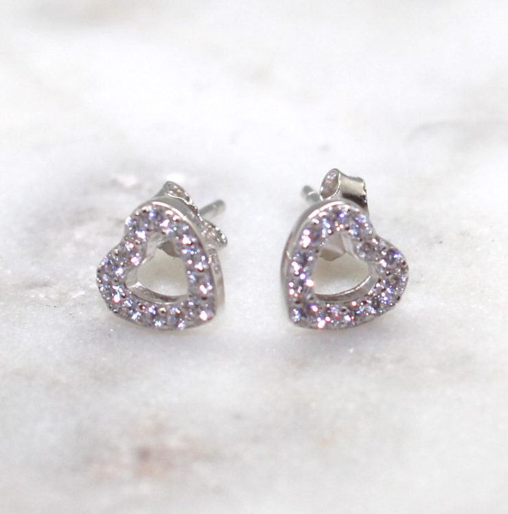 A photo of the Little Heart Rhinestone Studs product