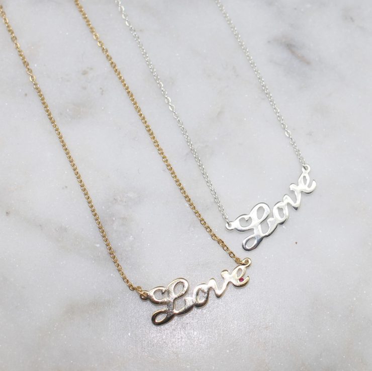 A photo of the Script Love Necklace product