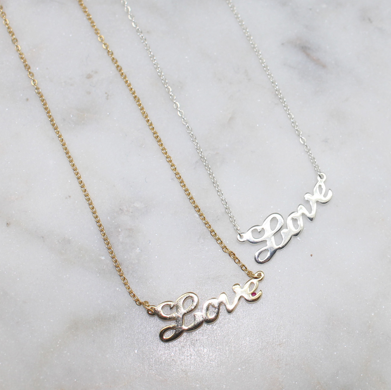 Love on sale script necklace