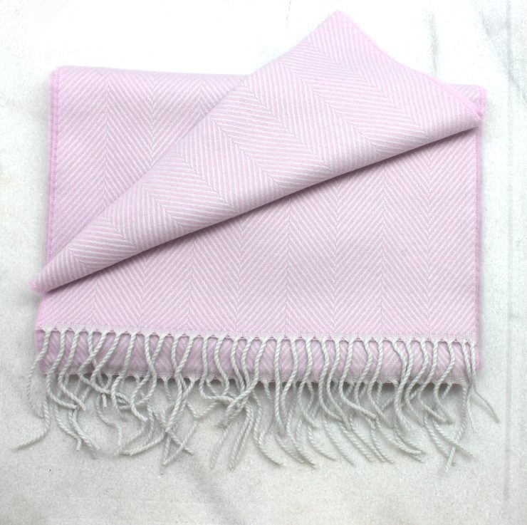 A photo of the Lilac & White Chevron Cashmere Feel Scarf product